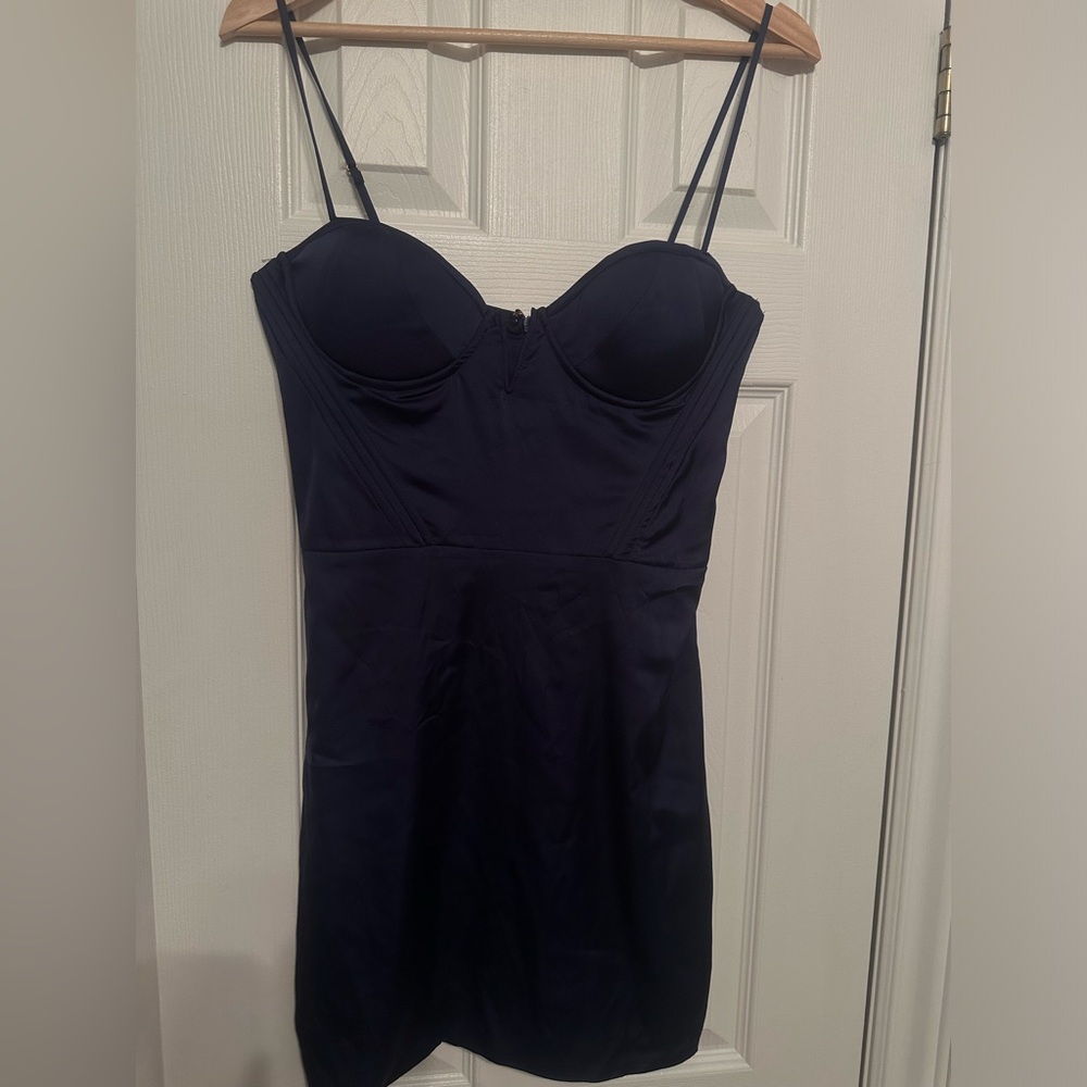 Oh Polly Navy satin corset dress - Picture 7 of 13